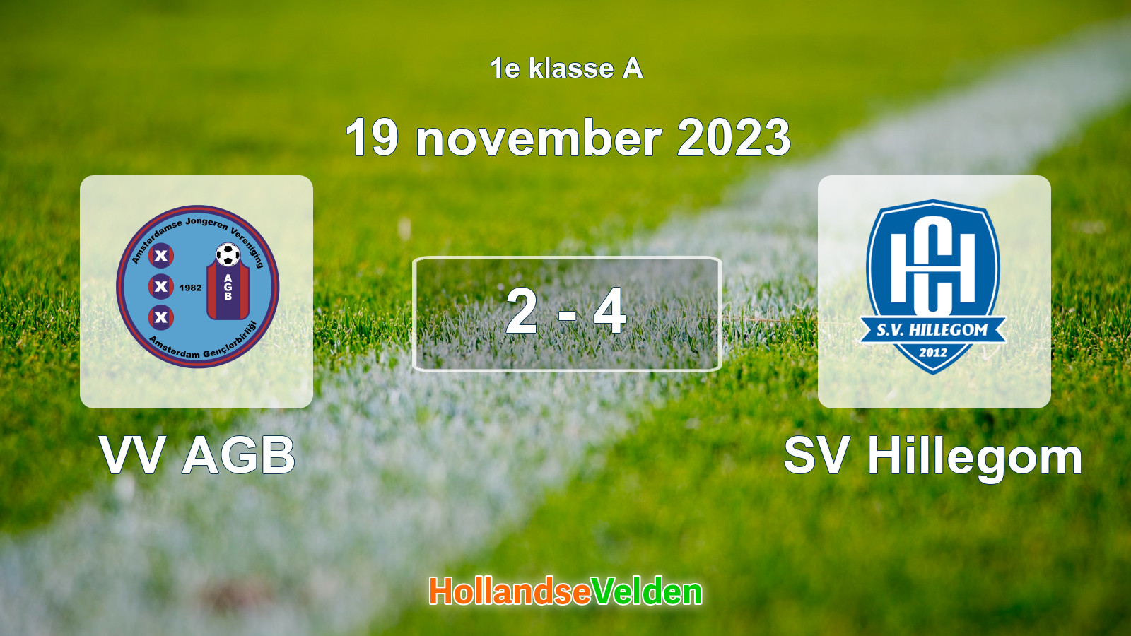 Gespeelde wedstrijd: VV AGB - SV Hillegom 2 - 4 (19 november 2023)