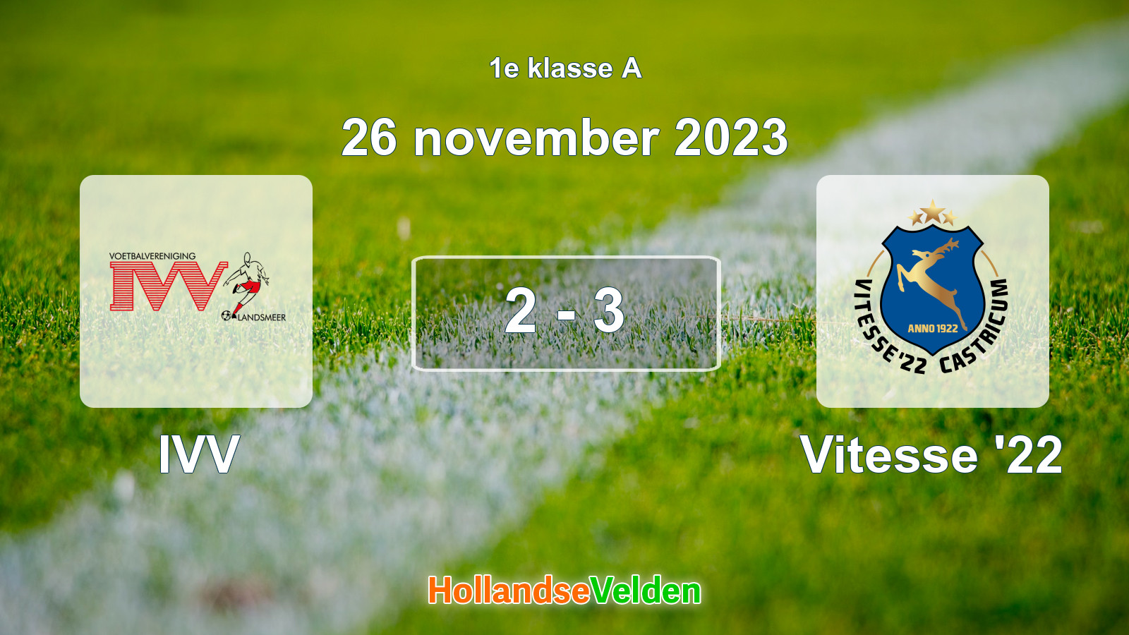 Gespeelde wedstrijd: IVV - Vitesse '22 2 - 3 (26 november 2023)