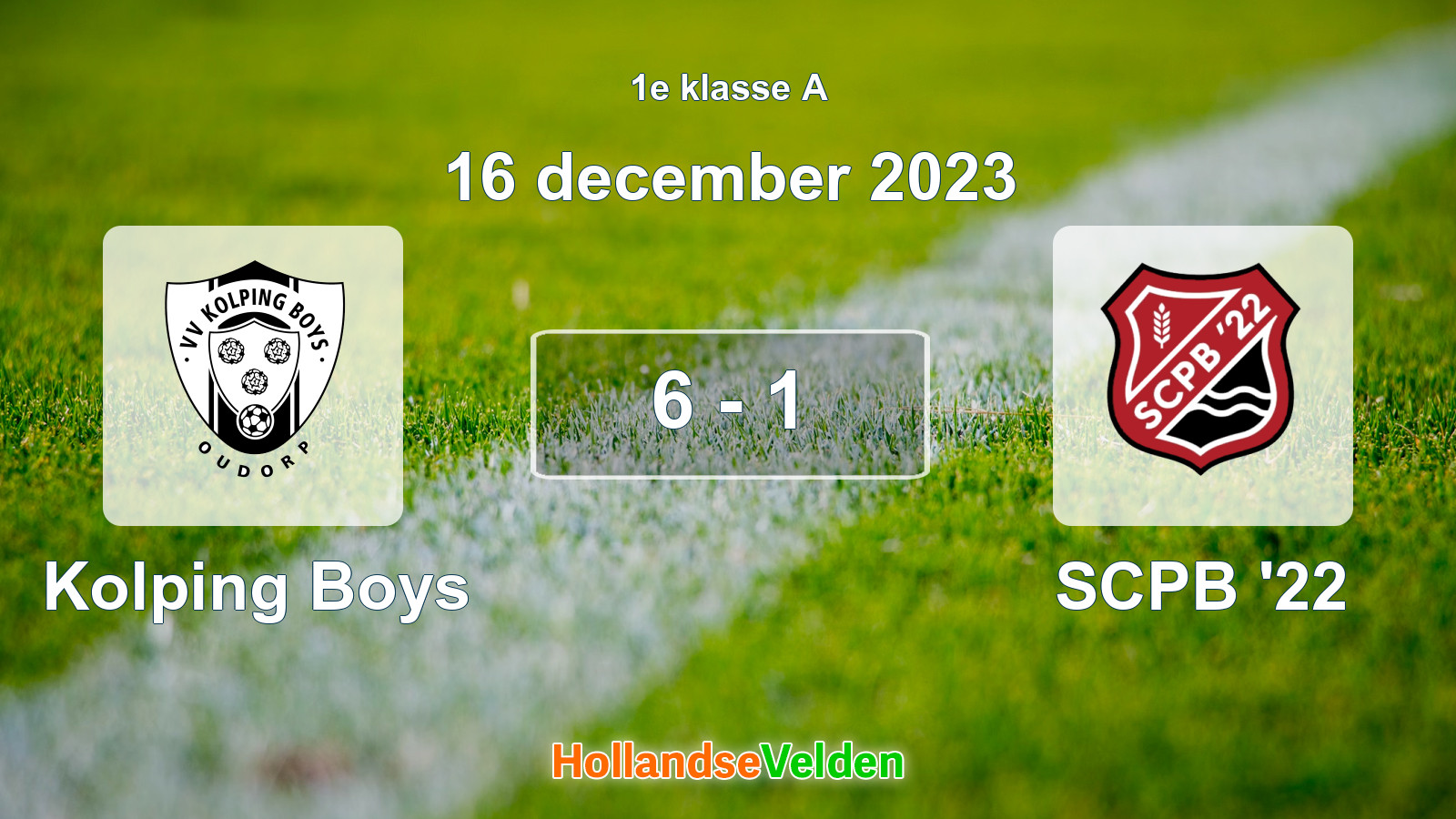 Gespeelde wedstrijd: Kolping Boys - SCPB '22 6 - 1 (16 december 2023)