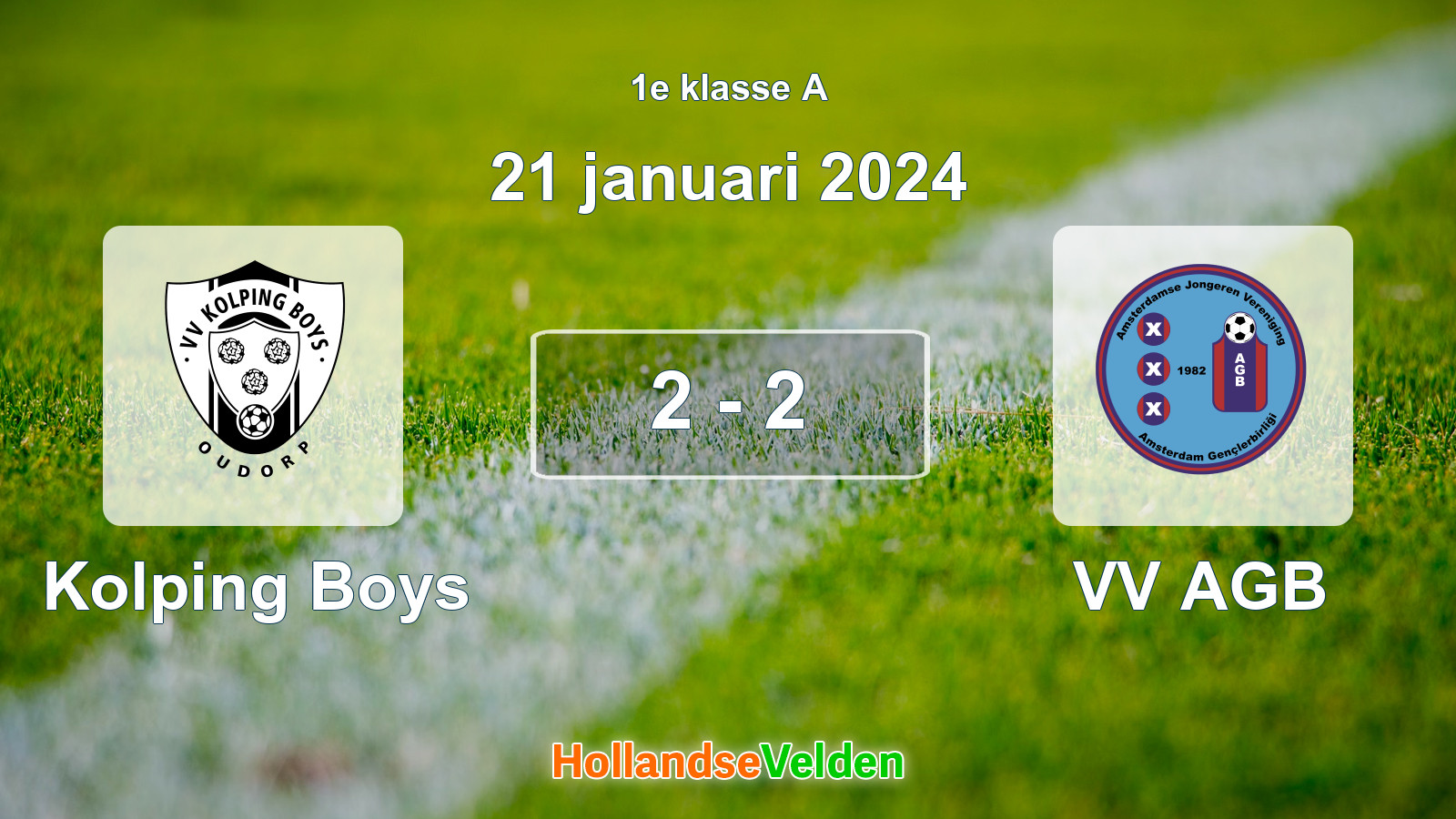 Gespeelde wedstrijd: Kolping Boys - VV AGB 2 - 2 (21 januari 2024)