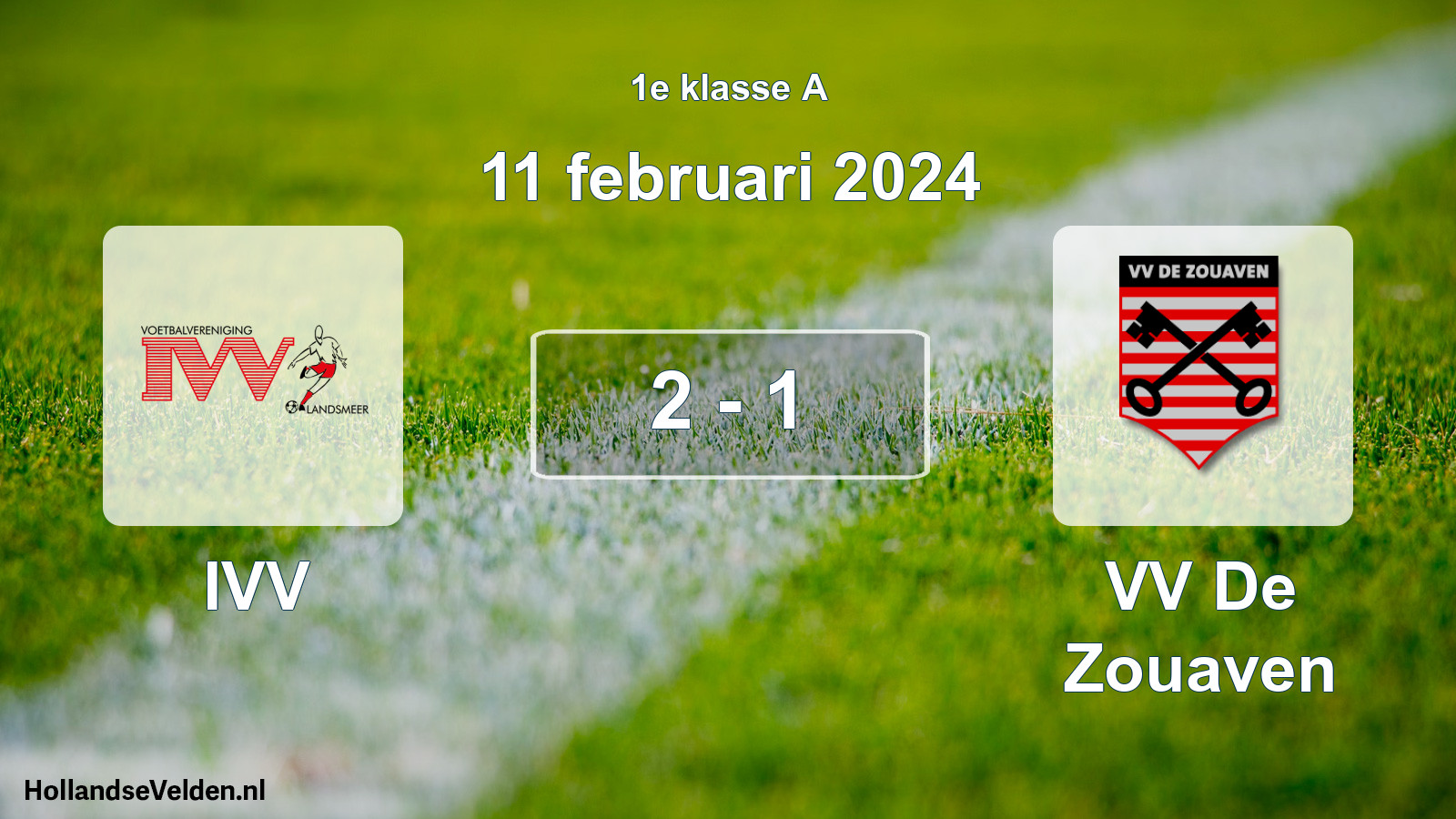 Gespeelde wedstrijd: IVV - VV De Zouaven 2 - 1 (11 februari 2024)