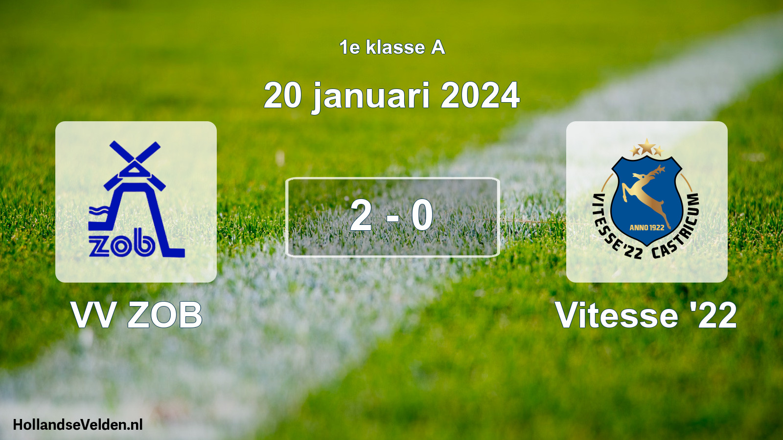 Gespeelde wedstrijd: VV ZOB - Vitesse '22 2 - 0 (20 januari 2024)