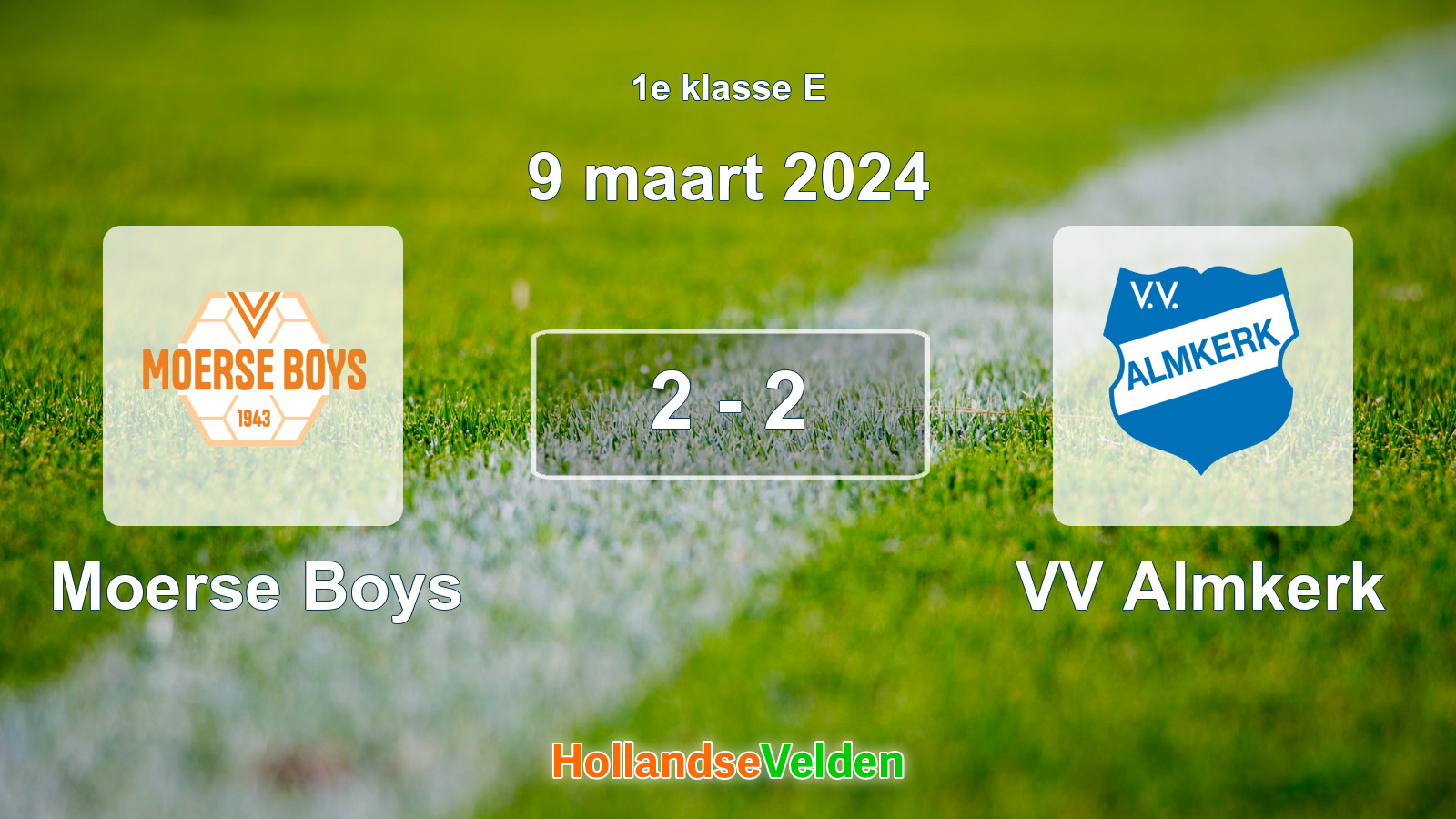 Gespeelde wedstrijd: Moerse Boys - VV Almkerk 2 - 2 (9 maart 2024)