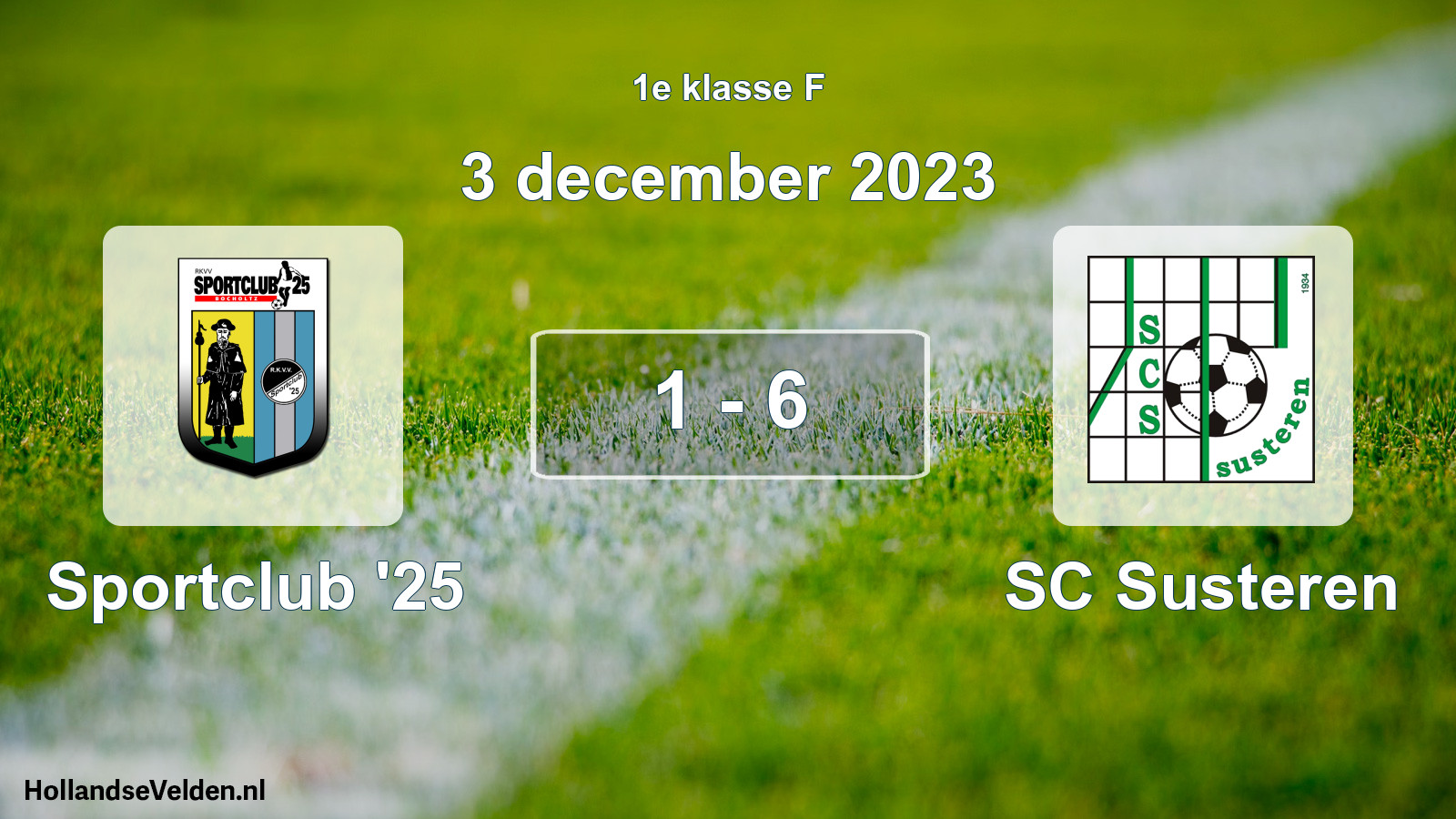 Gespeelde wedstrijd: Sportclub '25 - SC Susteren 1 - 6 (3 december 2023)