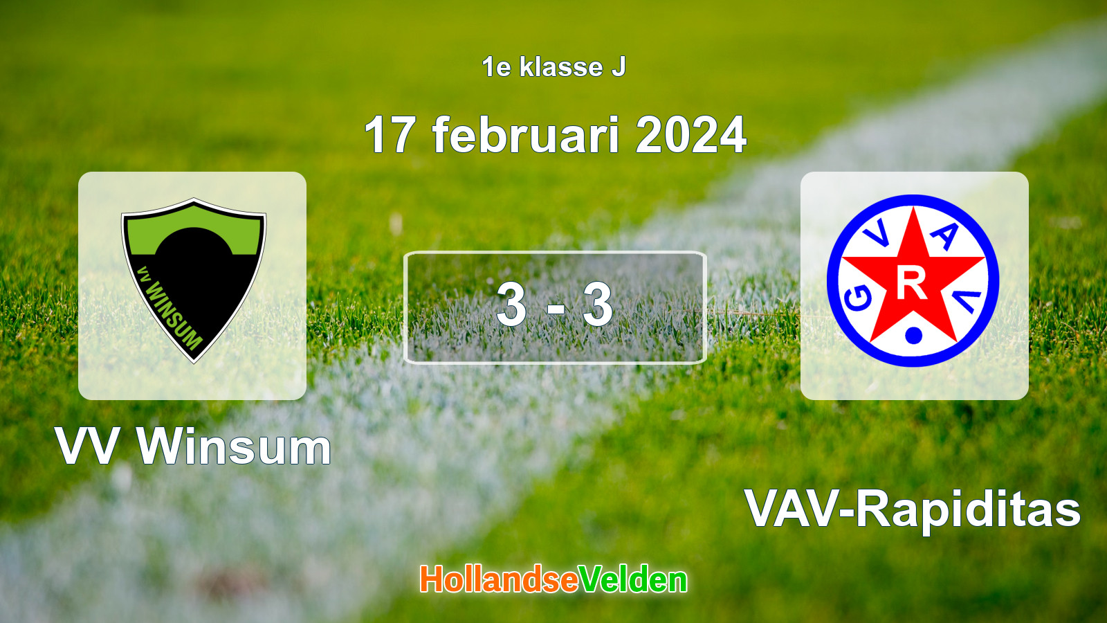 Gespeelde wedstrijd: VV Winsum - GVAV-Rapiditas 3 - 3 (17 februari 2024)