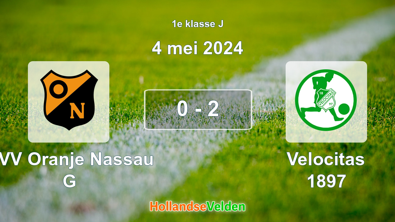 Gespeelde wedstrijd: CVV Oranje Nassau G - Velocitas 1897 0 - 2 (4 mei 2024)