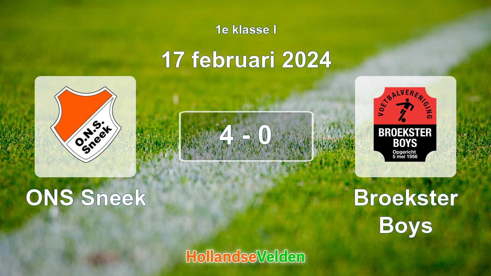 Gespeelde wedstrijd: ONS Sneek - Broekster Boys 4 - 0 (17 februari 2024)