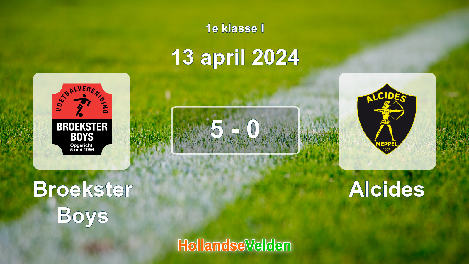 Gespeelde wedstrijd: Broekster Boys - Alcides 5 - 0 (13 april 2024)