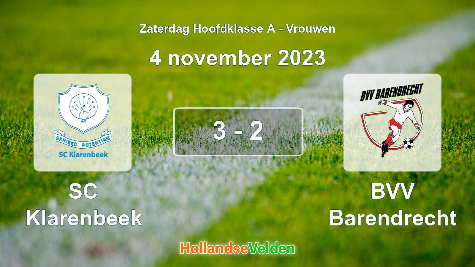 Gespeelde wedstrijd: SC Klarenbeek - BVV Barendrecht 3 - 2 (4 november 2023)
