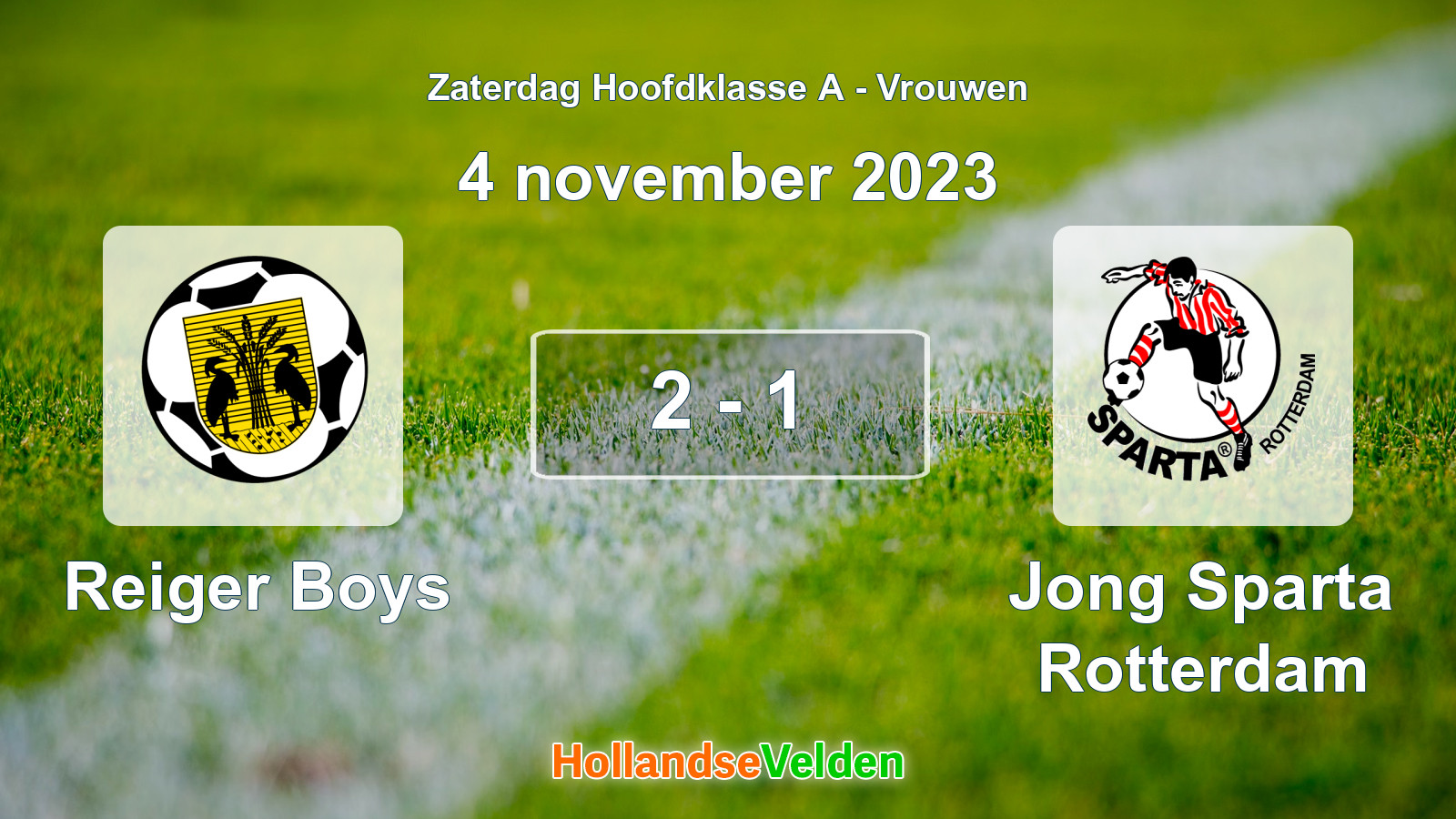 Gespeelde wedstrijd: Reiger Boys - Jong Sparta Rotterdam 2 - 1 (4 november 2023)