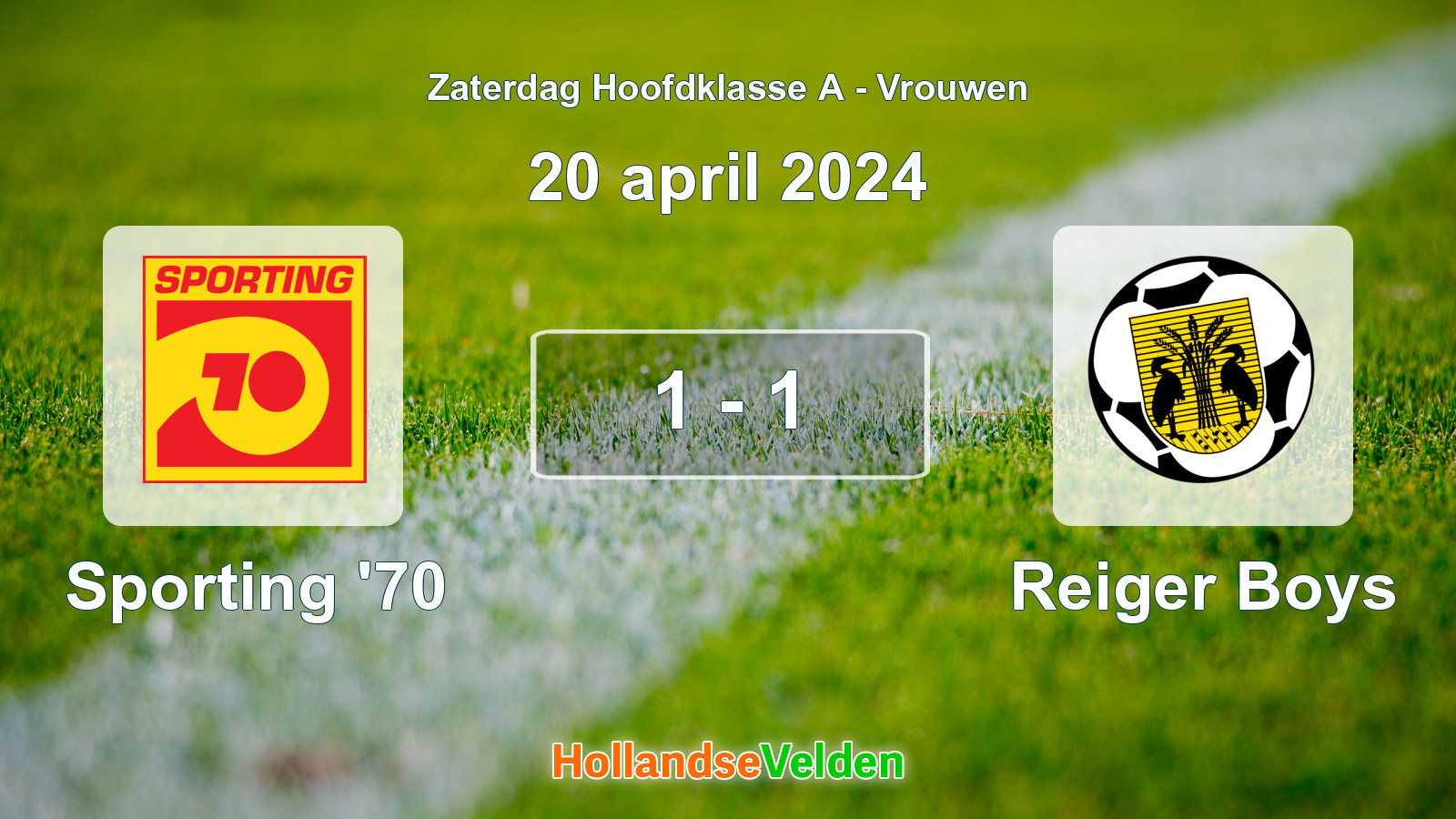 Gespeelde wedstrijd: Sporting '70 - Reiger Boys 1 - 1 (20 april 2024)
