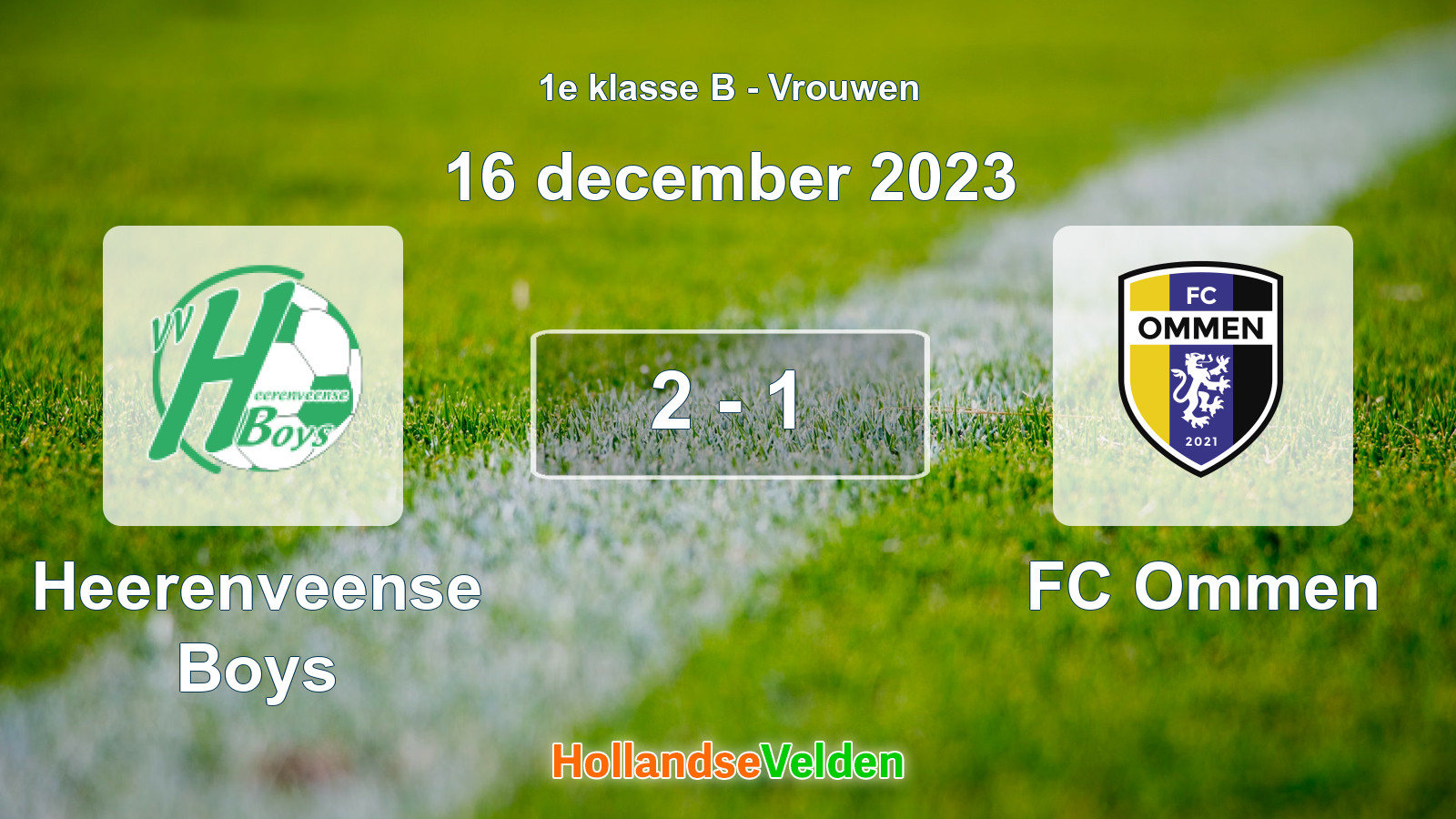 Gespeelde wedstrijd: Heerenveense Boys - FC Ommen 2 - 1 (16 december 2023)
