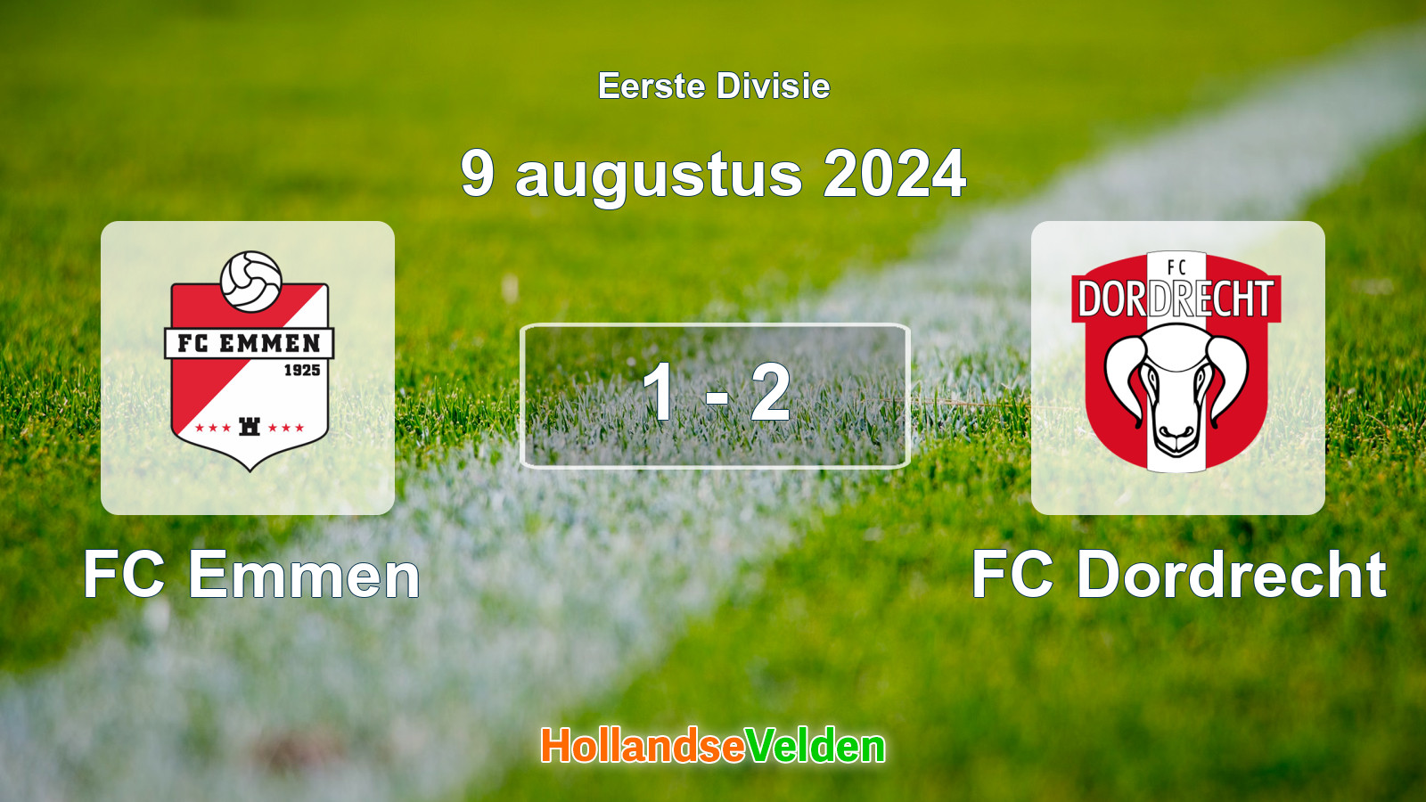 Gespeelde wedstrijd: FC Emmen - FC Dordrecht 1 - 2 (9 augustus 2024)