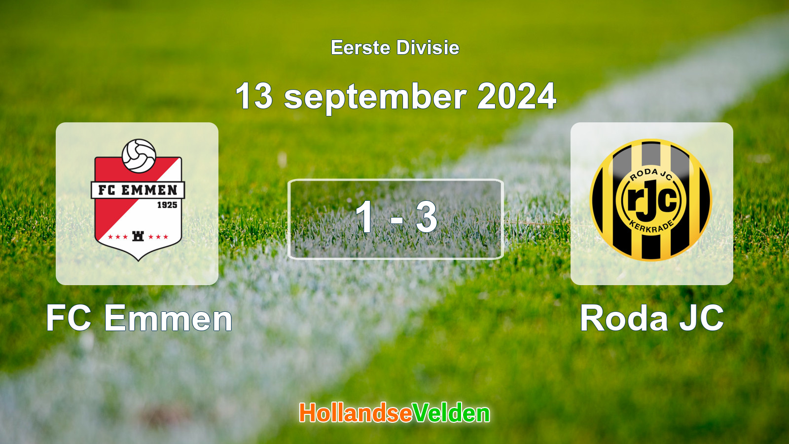 Gespeelde wedstrijd: FC Emmen - Roda JC 1 - 3 (13 september 2024)