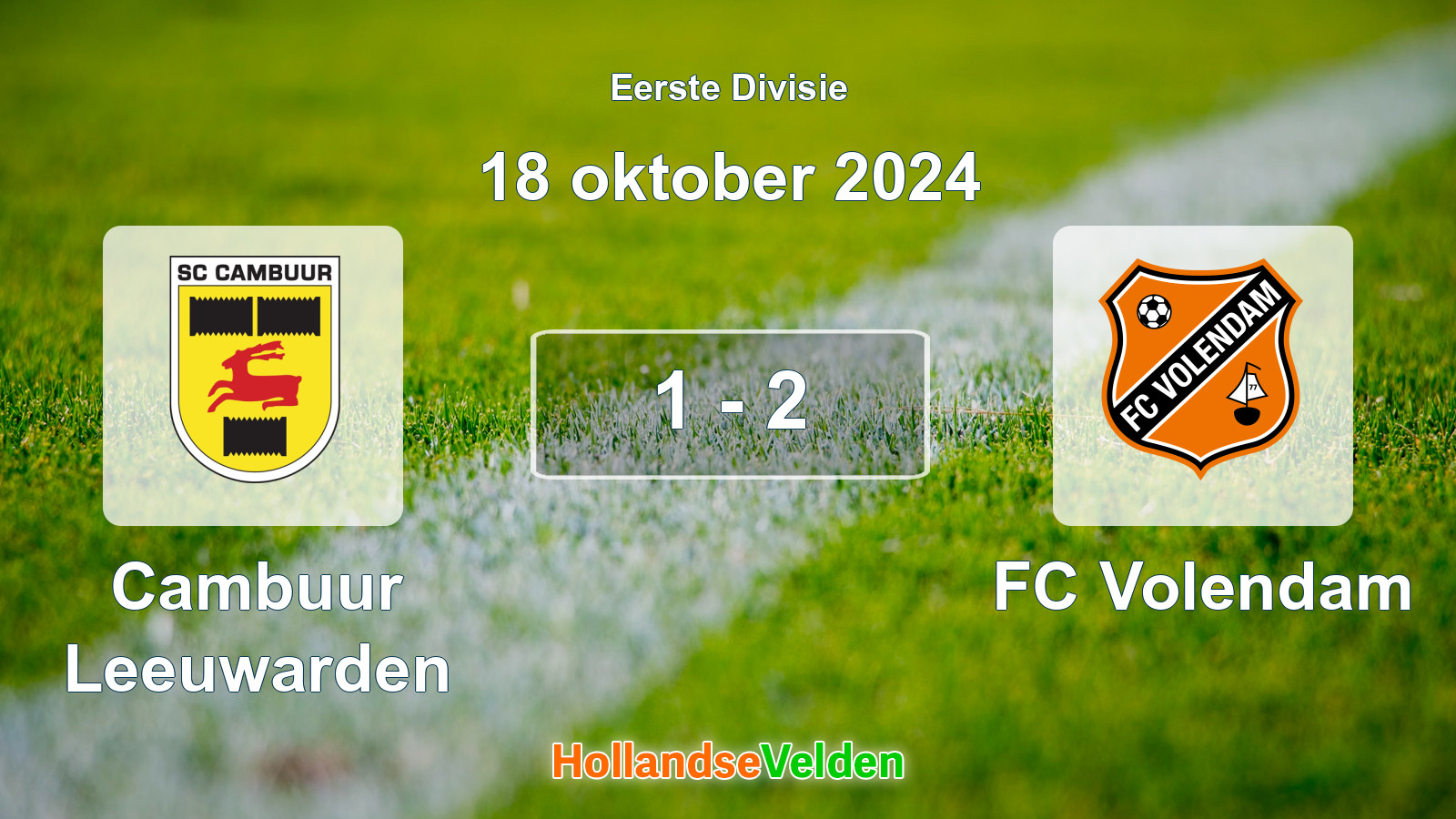Gespeelde wedstrijd: Cambuur Leeuwarden - FC Volendam 1 - 2 (18 oktober 2024)