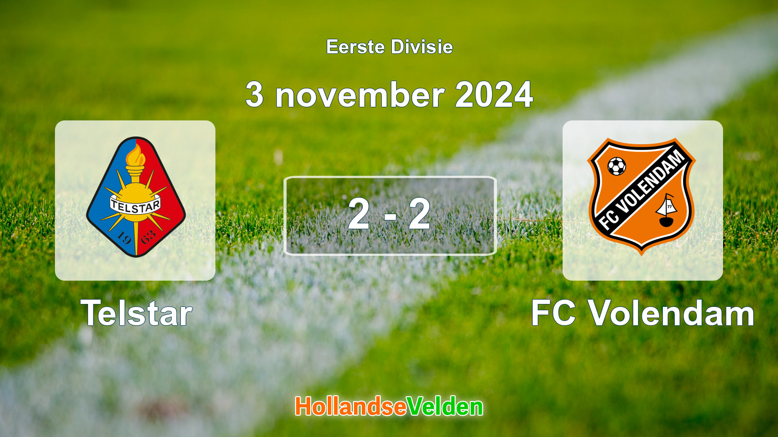Gespeelde wedstrijd: Telstar - FC Volendam 2 - 2 (3 november 2024)