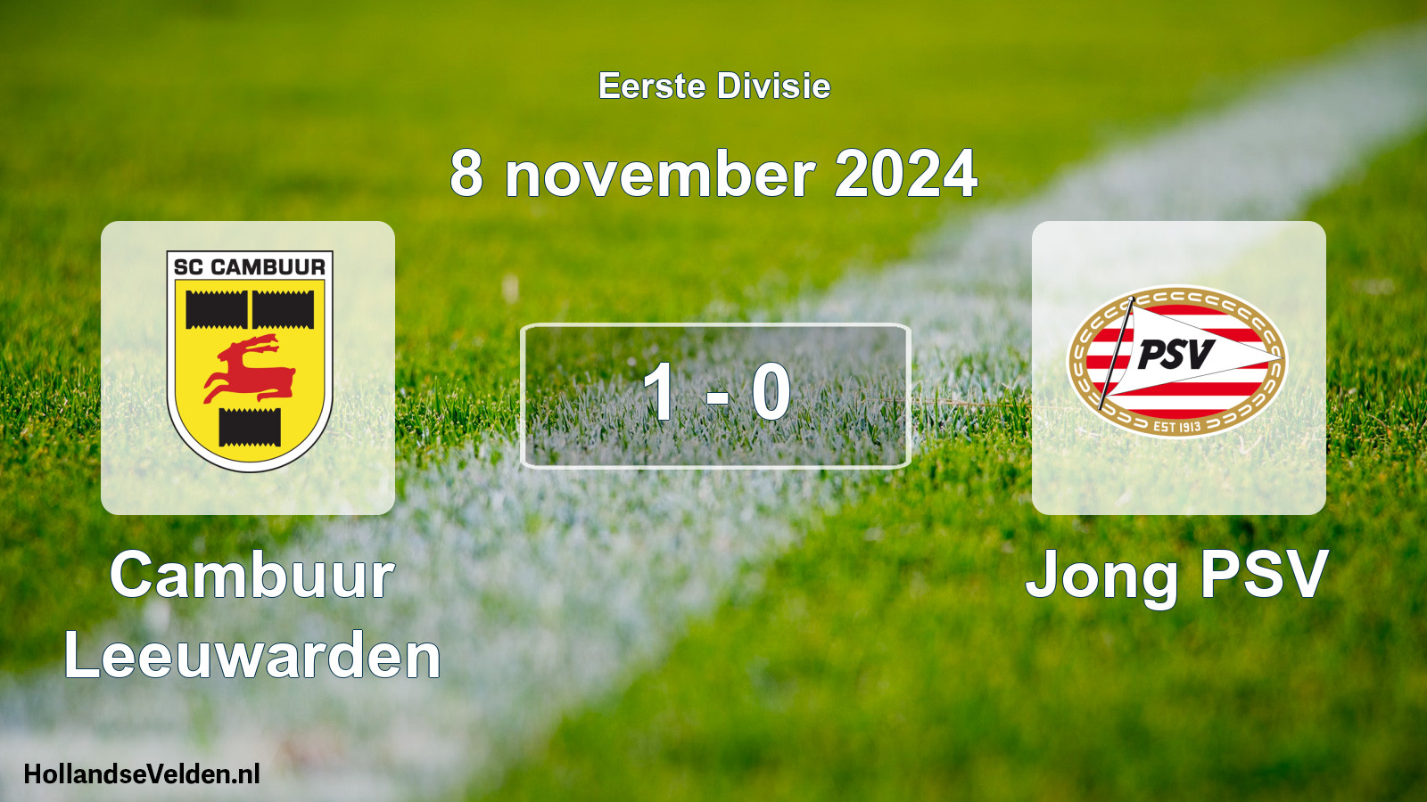 Gespeelde wedstrijd: Cambuur Leeuwarden - Jong PSV 1 - 0 (8 november 2024)