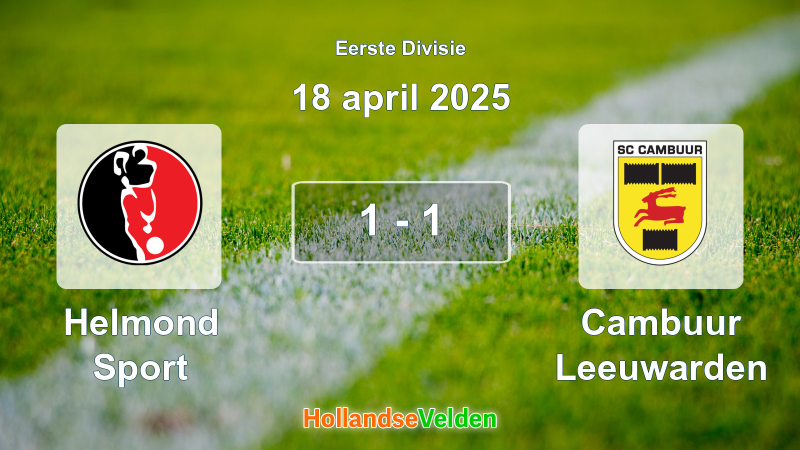 Gespeelde wedstrijd: Helmond Sport - Cambuur Leeuwarden 1 - 1 (18 april 2025)
