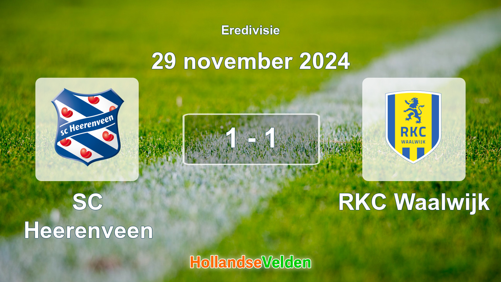 Gespeelde wedstrijd: SC Heerenveen - RKC Waalwijk 1 - 1 (29 november 2024)