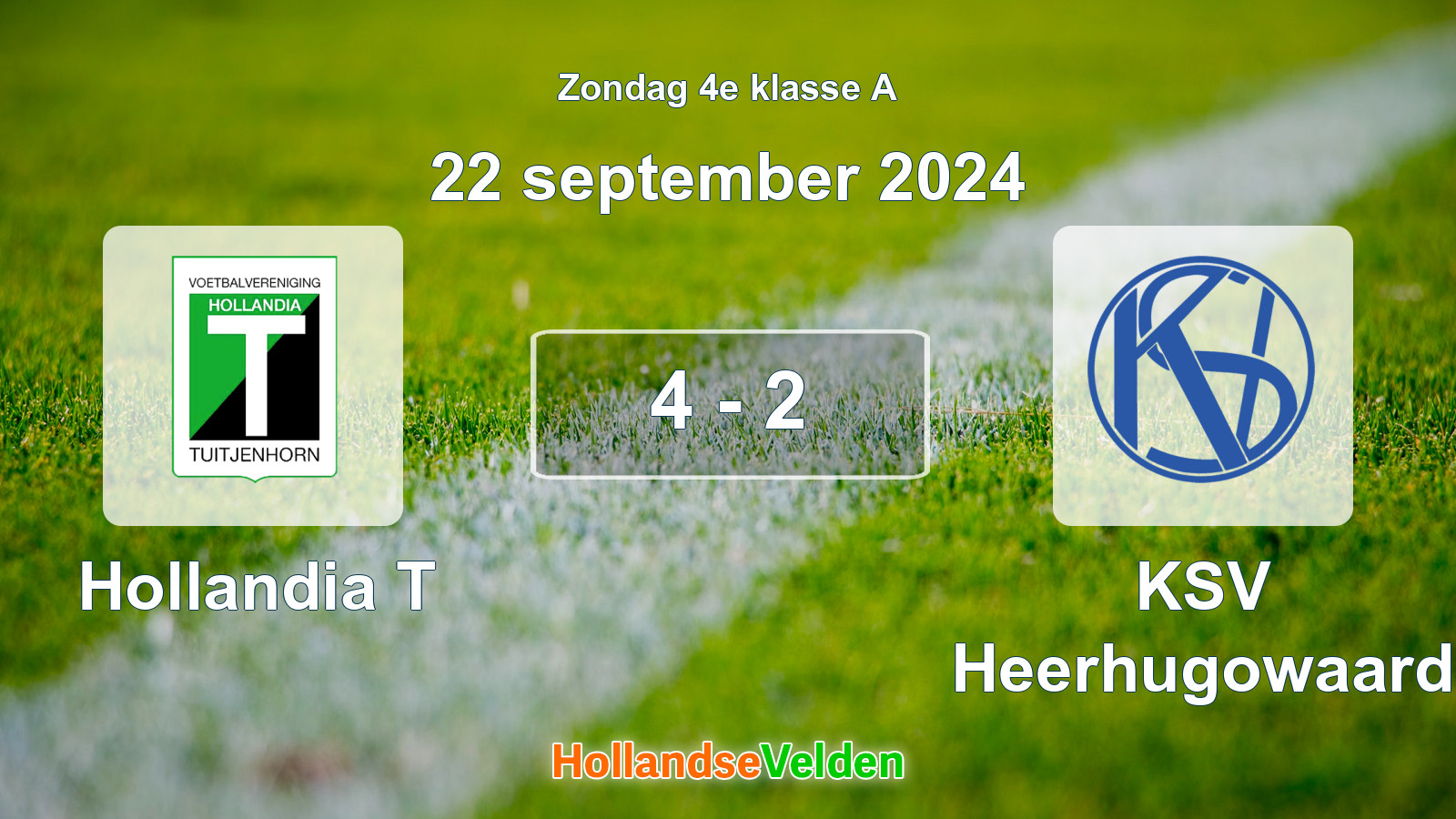 Gespeelde wedstrijd: Hollandia T - KSV Heerhugowaard 4 - 2 (22 september 2024)