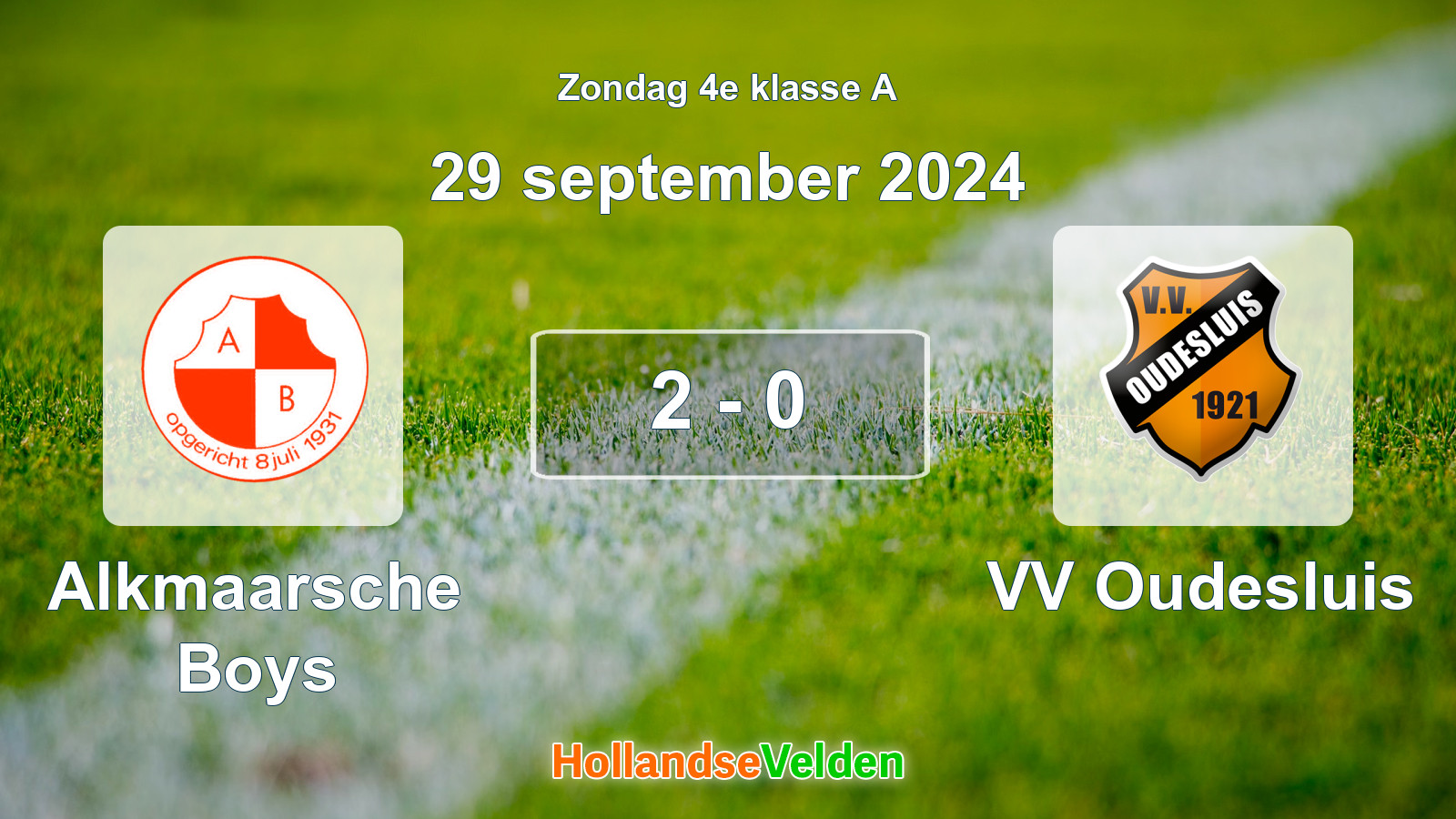 Gespeelde wedstrijd: Alkmaarsche Boys - VV Oudesluis 2 - 0 (29 september 2024)