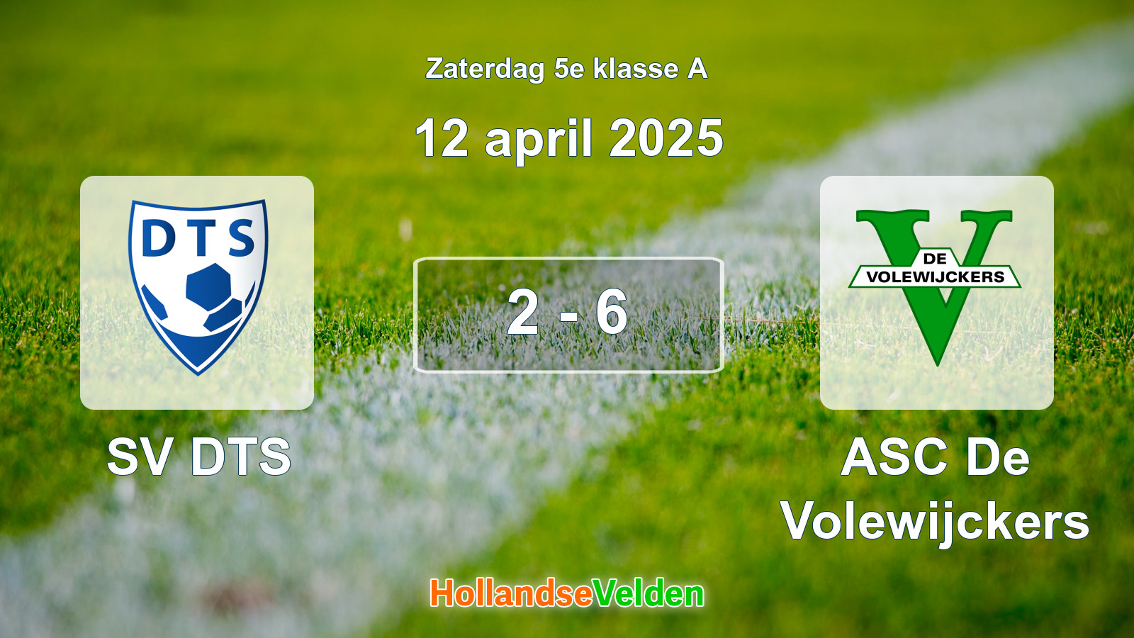 Gespeelde wedstrijd: SV DTS - ASC De Volewijckers 2 - 6 (12 april 2025)
