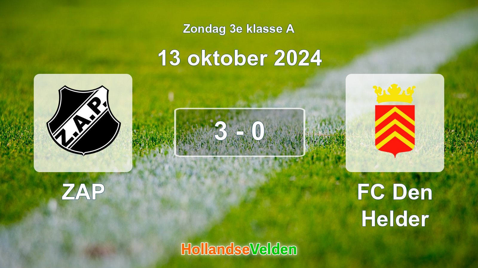 Gespeelde wedstrijd: ZAP - FC Den Helder 3 - 0 (13 oktober 2024)