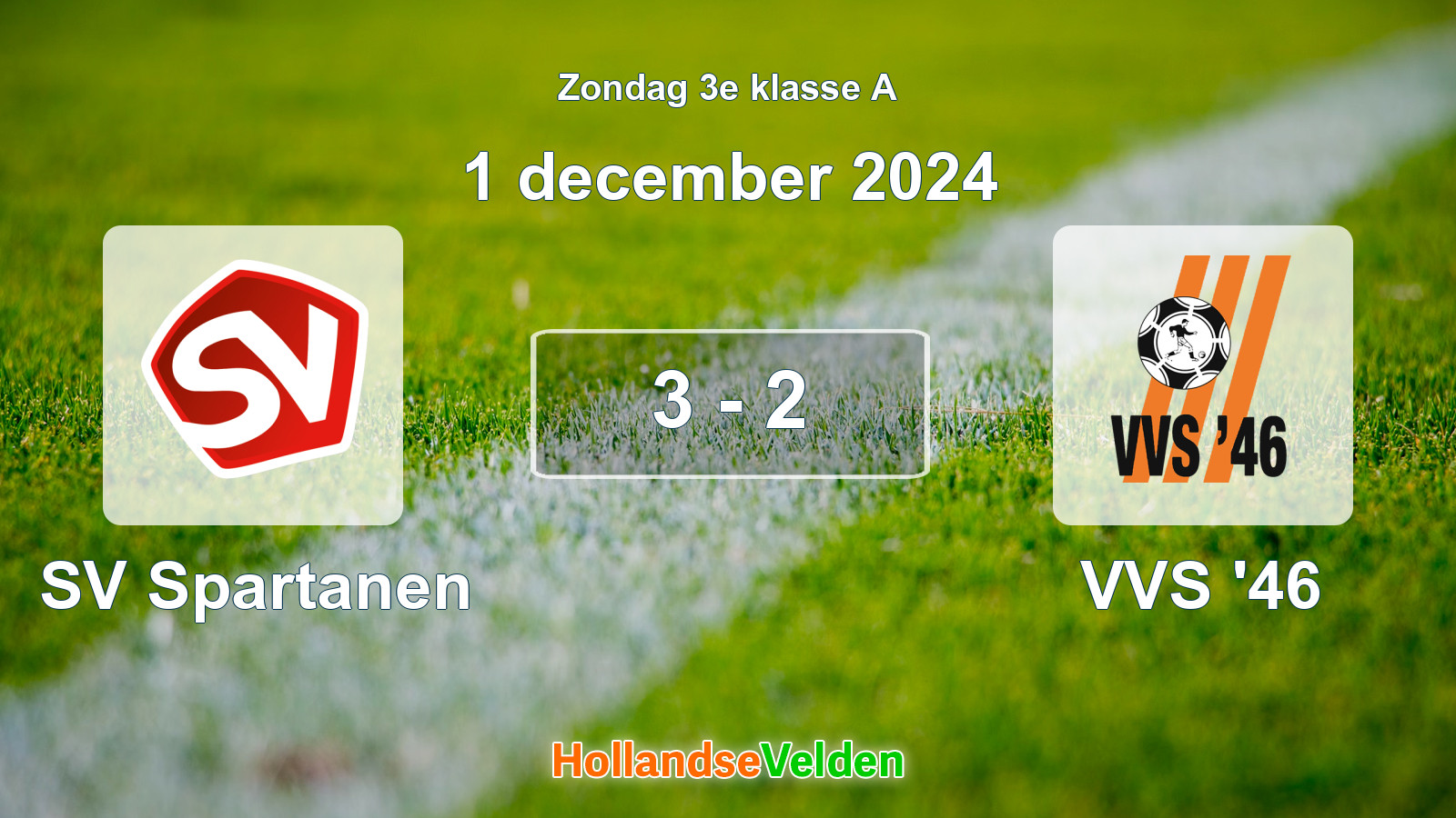 Gespeelde wedstrijd: SV Spartanen - VVS '46 3 - 2 (1 december 2024)