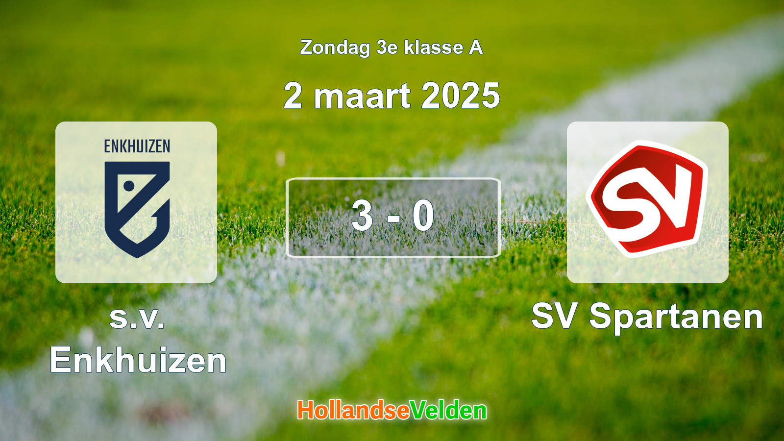 Gespeelde wedstrijd: s.v. Enkhuizen - SV Spartanen 3 - 0 (2 maart 2025)