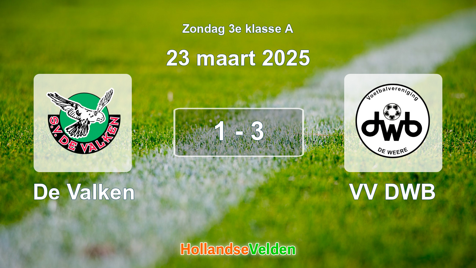 Gespeelde wedstrijd: De Valken - VV DWB 1 - 3 (23 maart 2025)