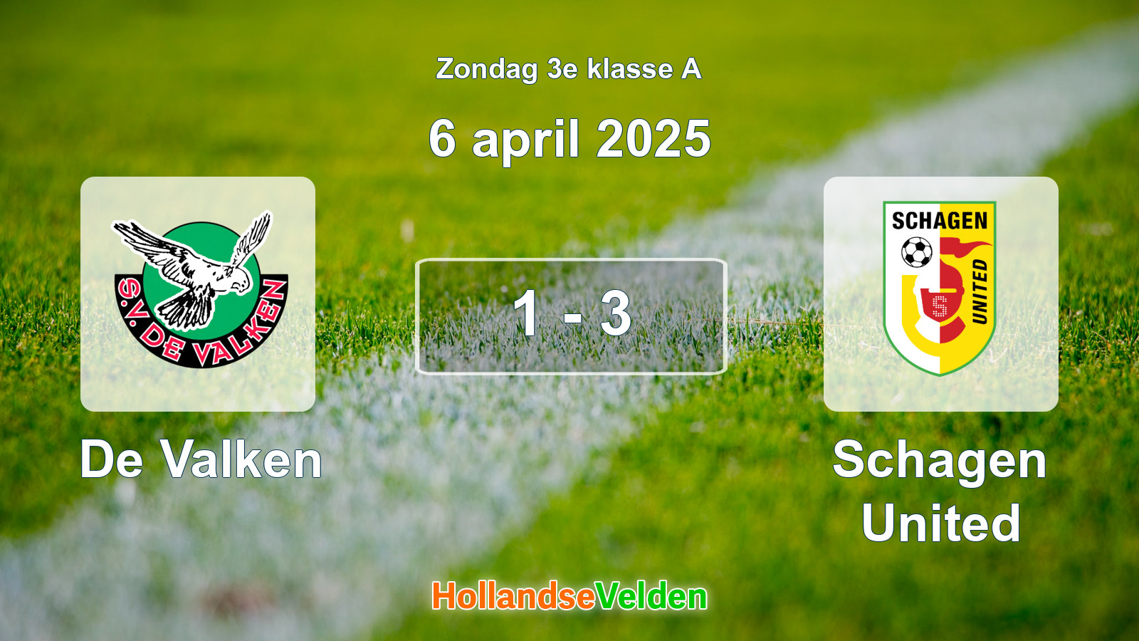 Gespeelde wedstrijd: De Valken - Schagen United 1 - 3 (6 april 2025)
