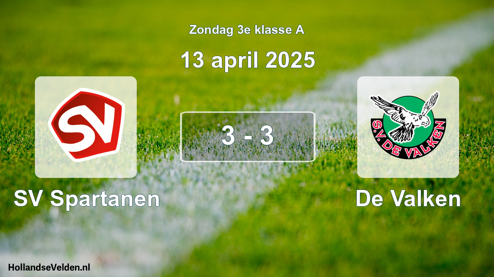 Gespeelde wedstrijd: SV Spartanen - De Valken 3 - 3 (13 april 2025)