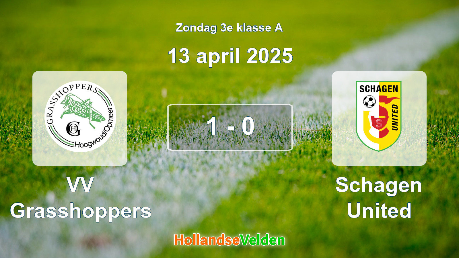 Gespeelde wedstrijd: VV Grasshoppers - Schagen United 1 - 0 (13 april 2025)