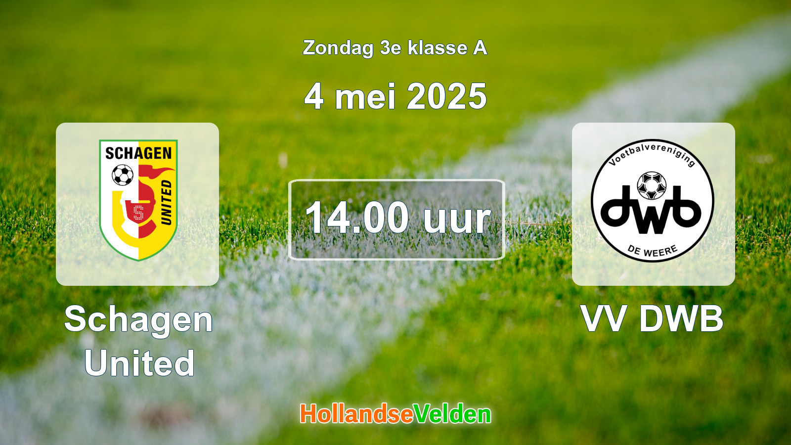 Geplande wedstrijd: Schagen United - VV DWB (4 mei 2025)