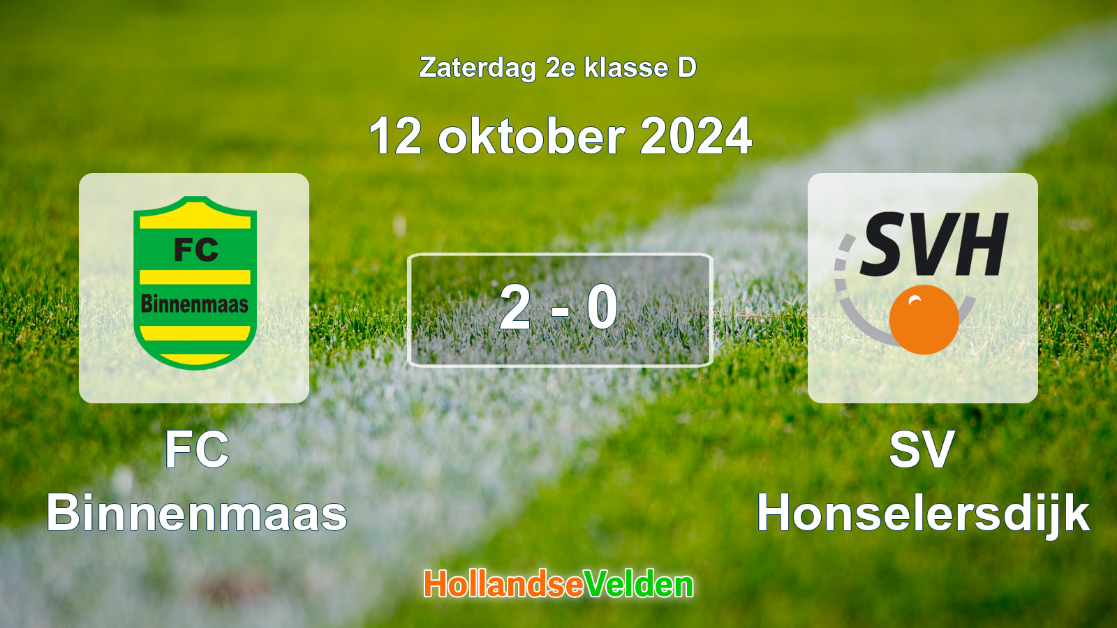 Gespeelde wedstrijd: FC Binnenmaas - SV Honselersdijk 2 - 0 (12 oktober 2024)