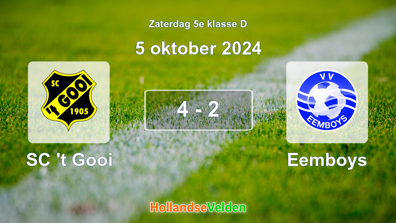 Gespeelde wedstrijd: SC 't Gooi - Eemboys 4 - 2 (5 oktober 2024)