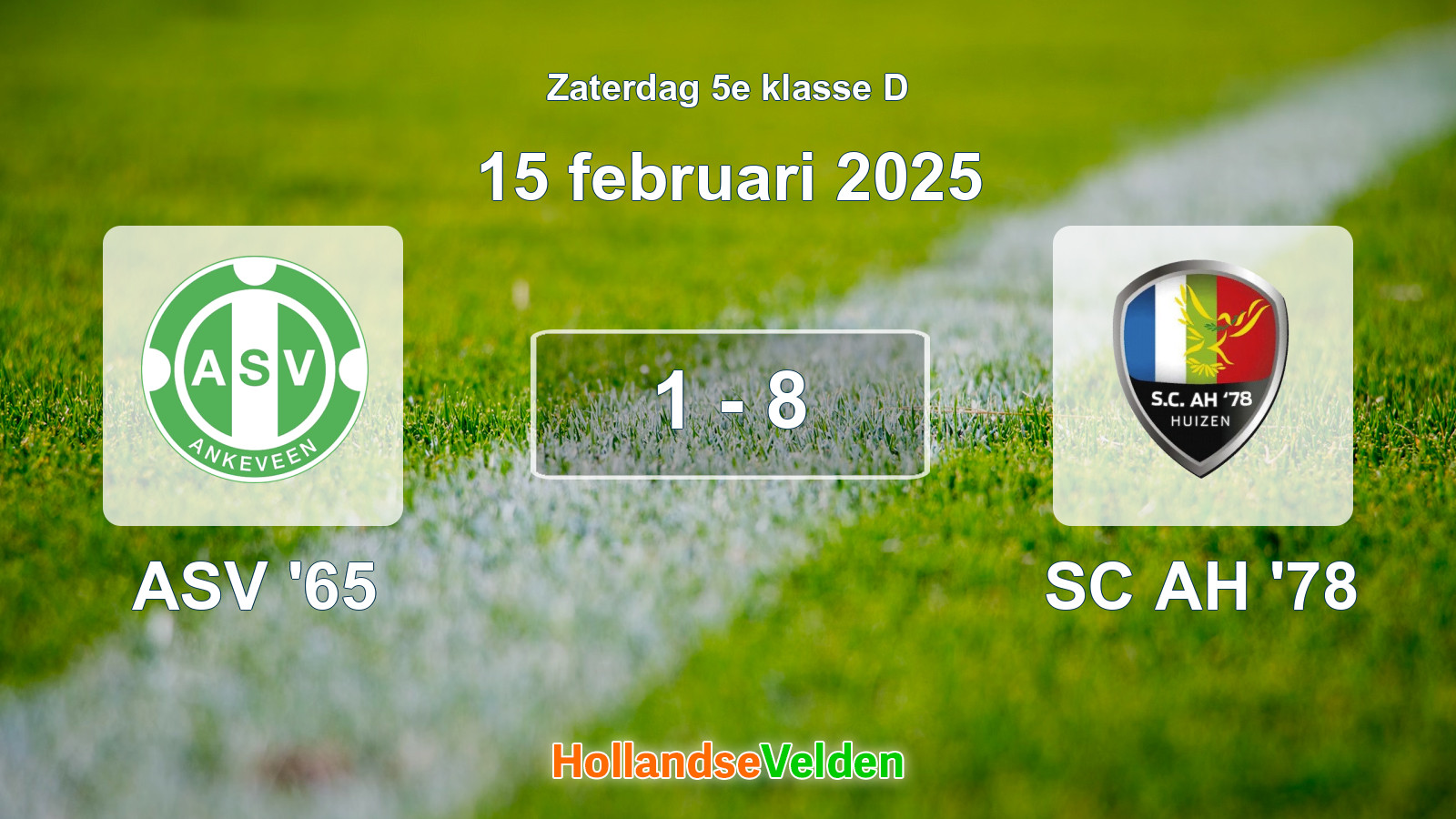 Gespeelde wedstrijd: ASV '65 - SC AH '78 1 - 8 (15 februari 2025)