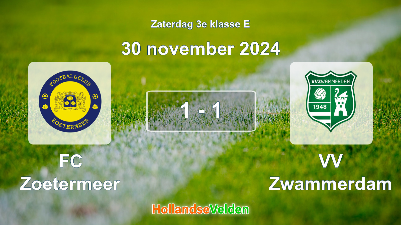 Gespeelde wedstrijd: FC Zoetermeer - VV Zwammerdam 1 - 1 (30 november 2024)