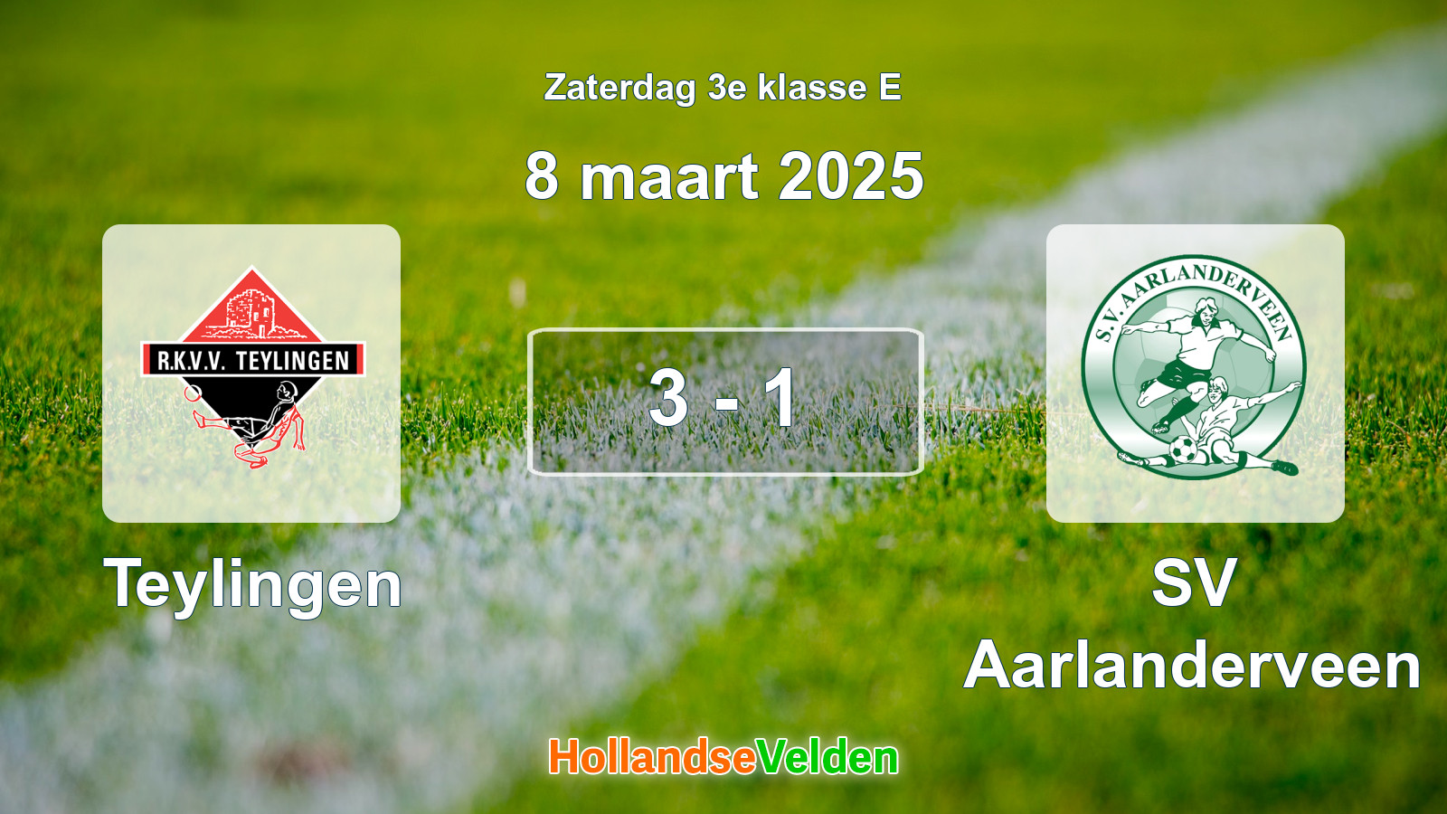 Gespeelde wedstrijd: Teylingen - SV Aarlanderveen 3 - 1 (8 maart 2025)