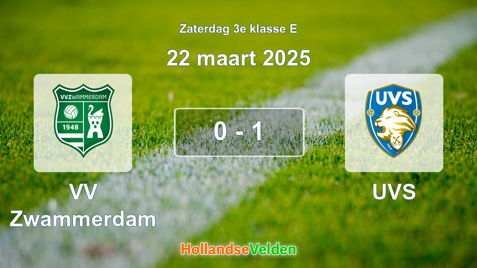 Gespeelde wedstrijd: VV Zwammerdam - UVS 0 - 1 (22 maart 2025)
