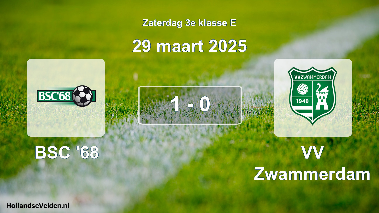 Gespeelde wedstrijd: BSC '68 - VV Zwammerdam 1 - 0 (29 maart 2025)