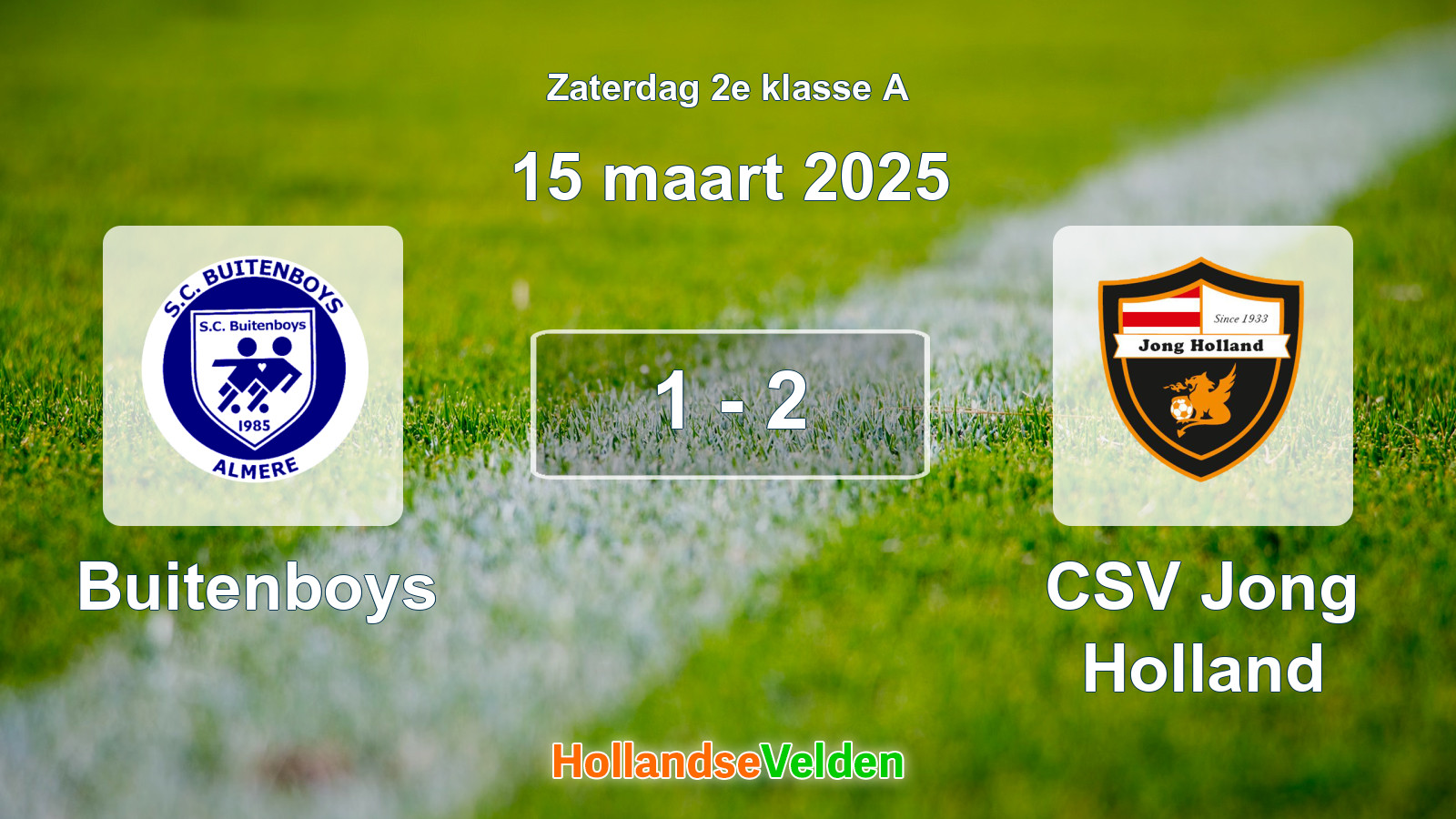 Gespeelde wedstrijd: Buitenboys - CSV Jong Holland 1 - 2 (15 maart 2025)