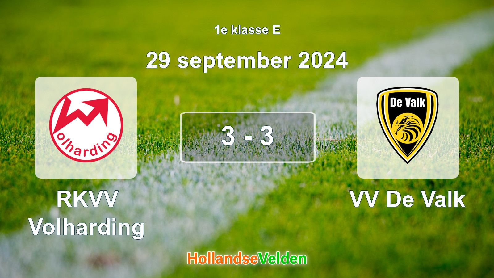 Gespeelde wedstrijd: RKVV Volharding - VV De Valk 3 - 3 (29 september 2024)