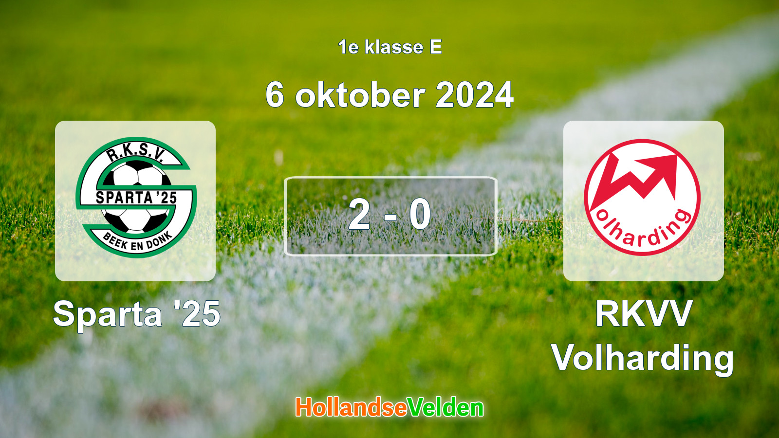 Gespeelde wedstrijd: Sparta '25 - RKVV Volharding 2 - 0 (6 oktober 2024)