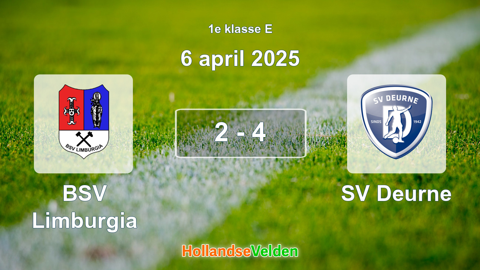 Gespeelde wedstrijd: BSV Limburgia - SV Deurne 2 - 4 (6 april 2025)