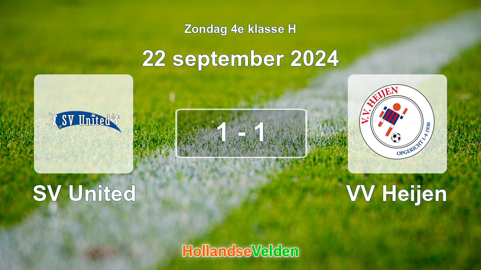 Gespeelde wedstrijd: SV United - VV Heijen 1 - 1 (22 september 2024)