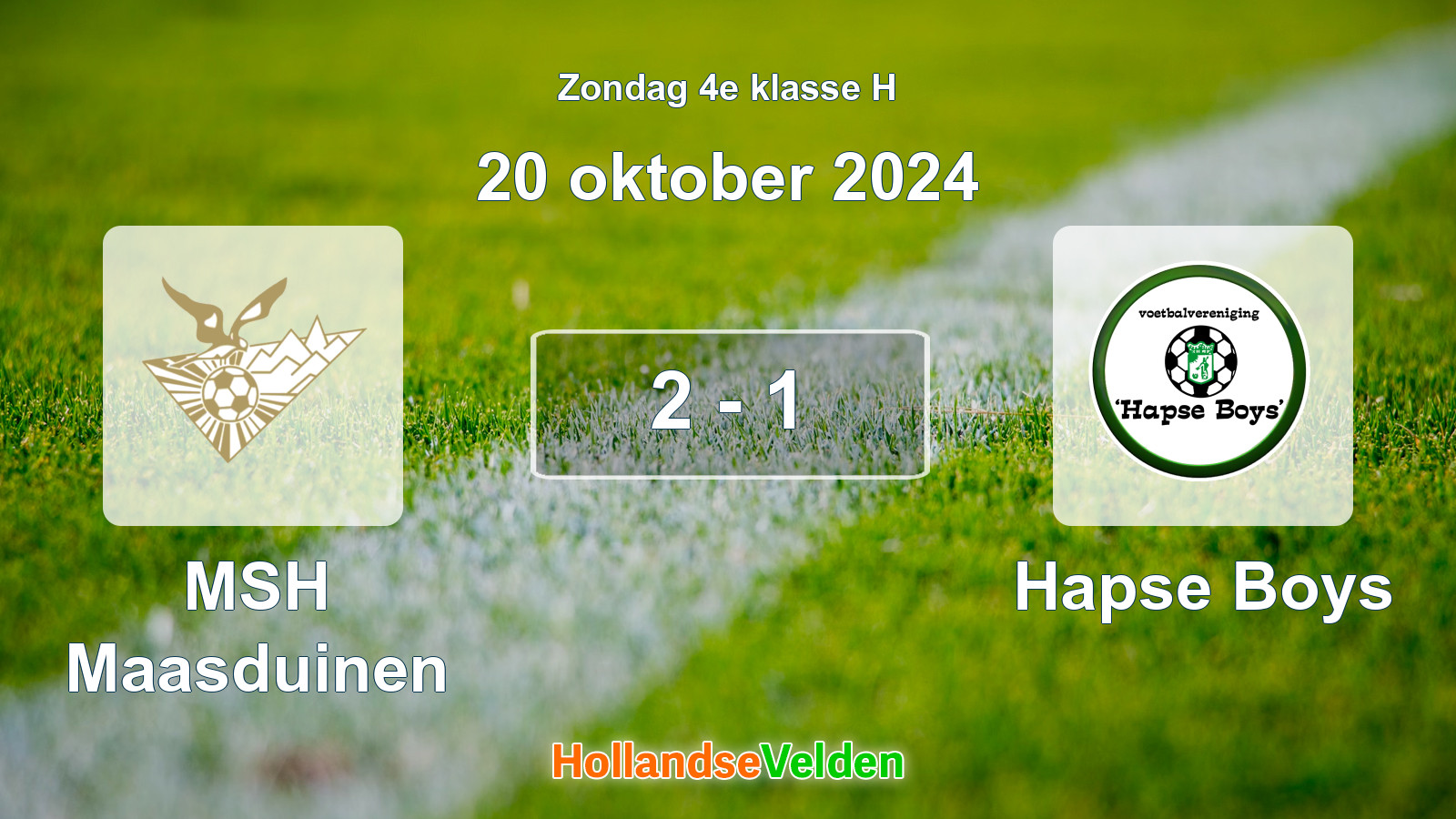 Gespeelde wedstrijd: MSH Maasduinen - Hapse Boys 2 - 1 (20 oktober 2024)