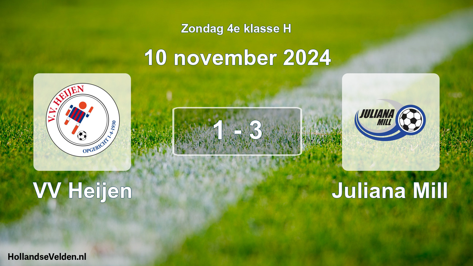 Gespeelde wedstrijd: VV Heijen - Juliana Mill 1 - 3 (10 november 2024)