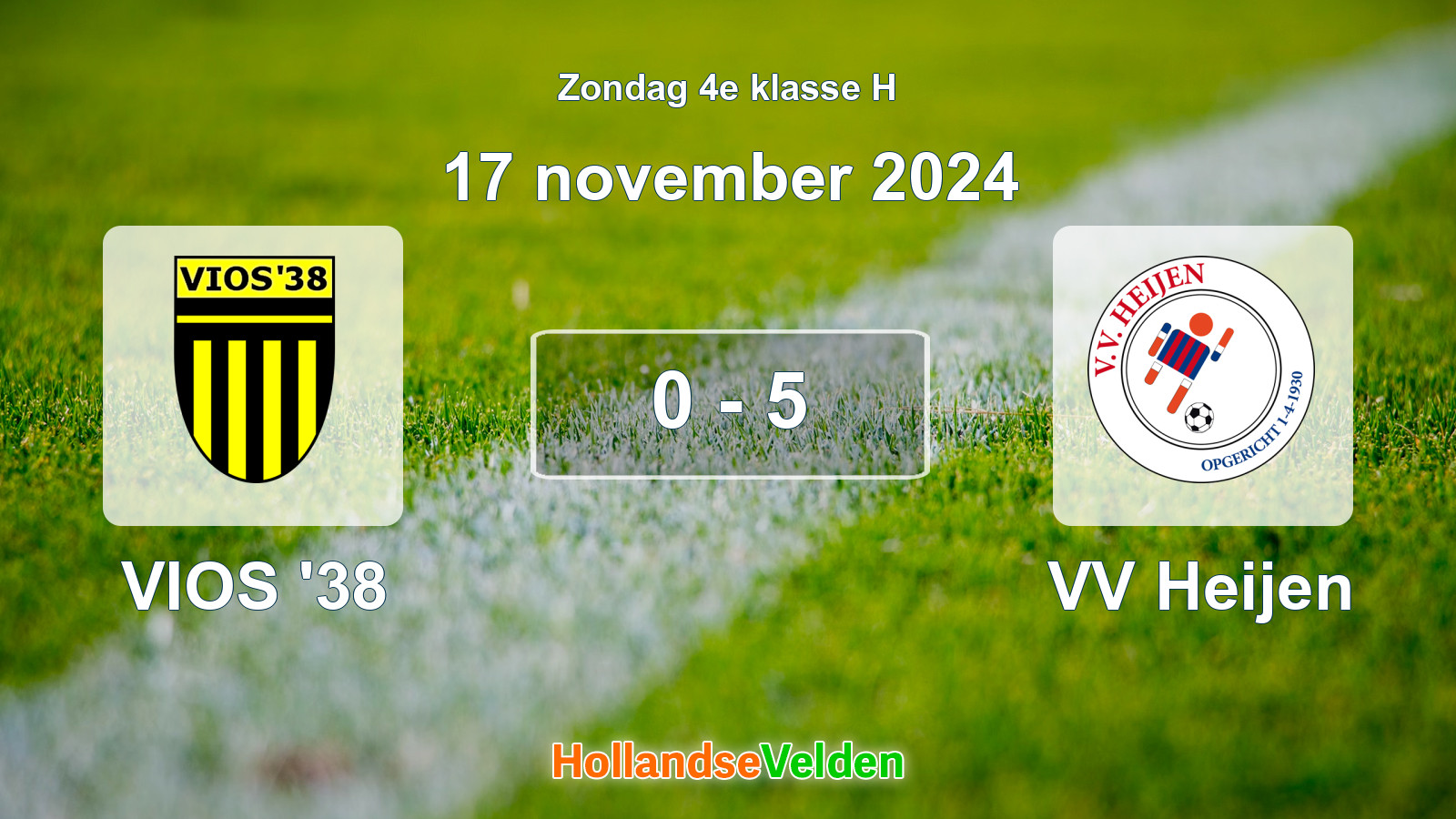 Gespeelde wedstrijd: VIOS '38 - VV Heijen 0 - 5 (17 november 2024)