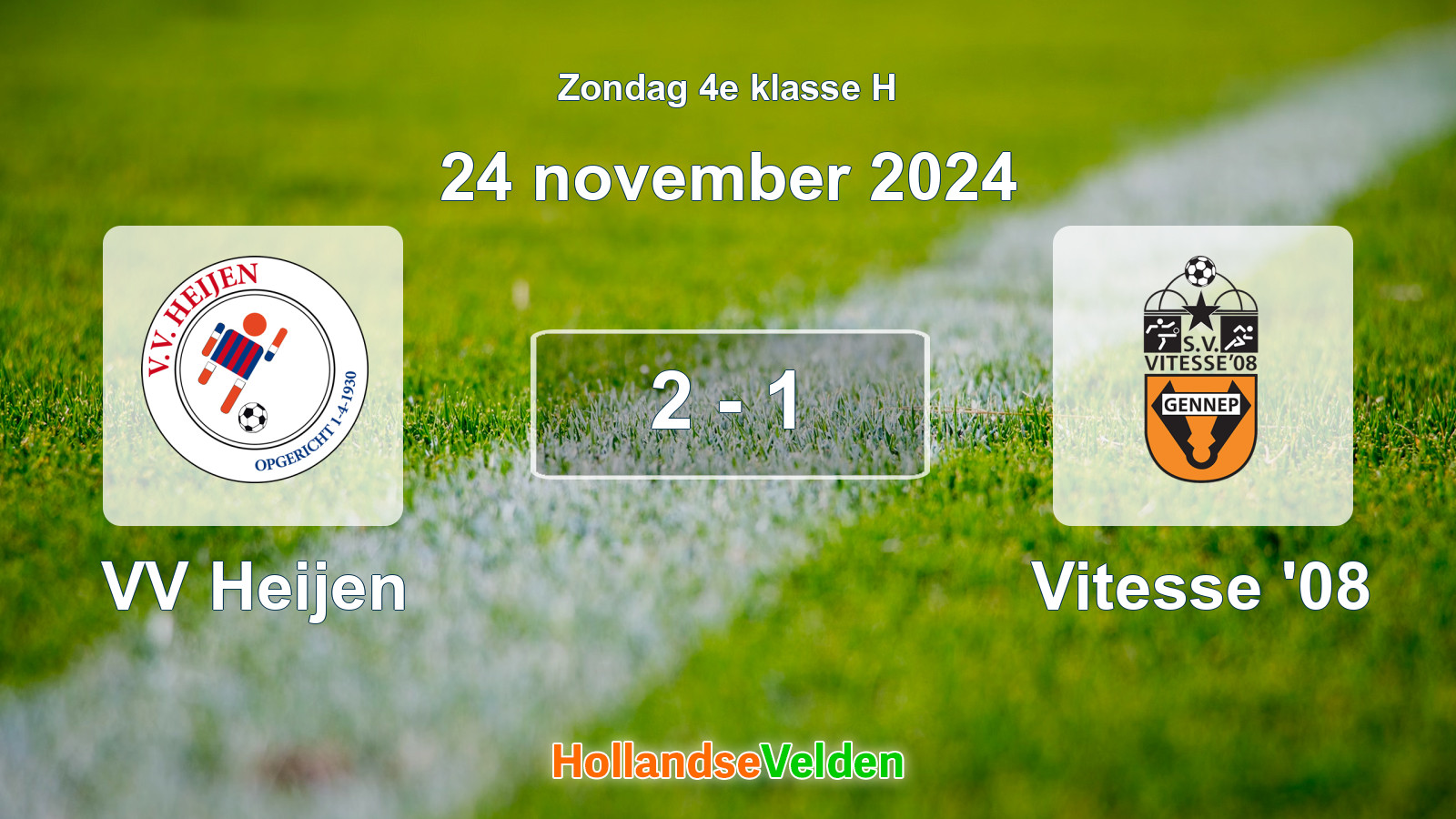 Gespeelde wedstrijd: VV Heijen - Vitesse '08 2 - 1 (24 november 2024)